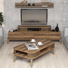 Hanah Home Conjunto de muebles de salón Eylül - Nogal